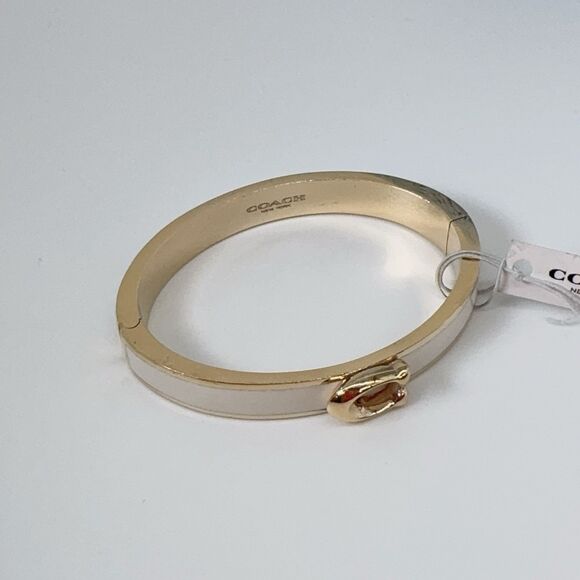 CLEARANCE Coach F67480 Signature Push Hinged Bangle Gold/Chalk NWT - Picture 4 of 9
